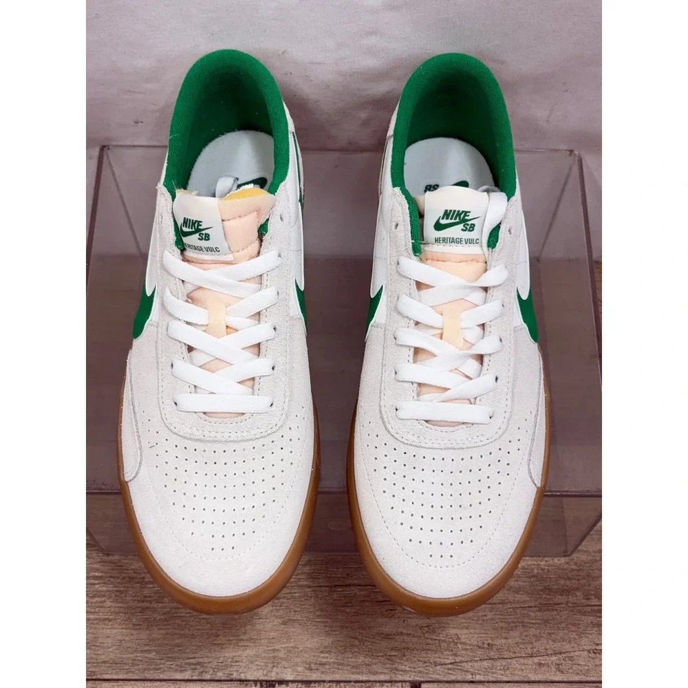 Nike SB Heritage Vulc Summit White‎ Lucky Green Gum Men's Skate Shoes